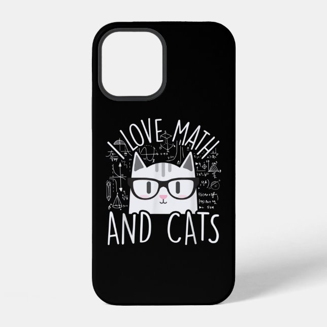 Coque iPhone J'Aime Les Maths Et Les Chats Cute Kitty Chat (Verso)