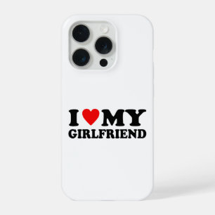 Coque iPhone 15 Pro J'aime ma petite amie - Conception de texte de cœu