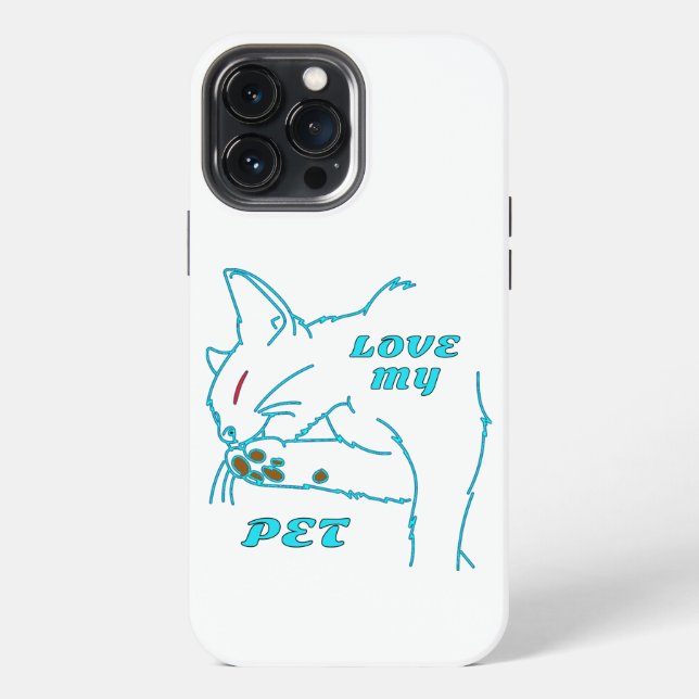 COQUE iPhone J'AIME MON CUTE AQUA PET CAT (Verso)