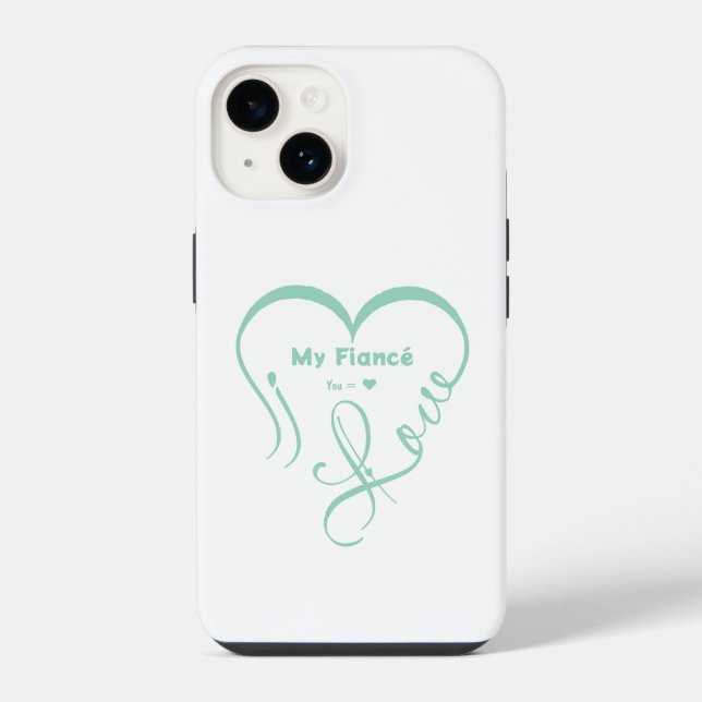 Coque iPhone J'aime mon fiancé • Vous = ♥ 🫳🏻💍 (Verso)