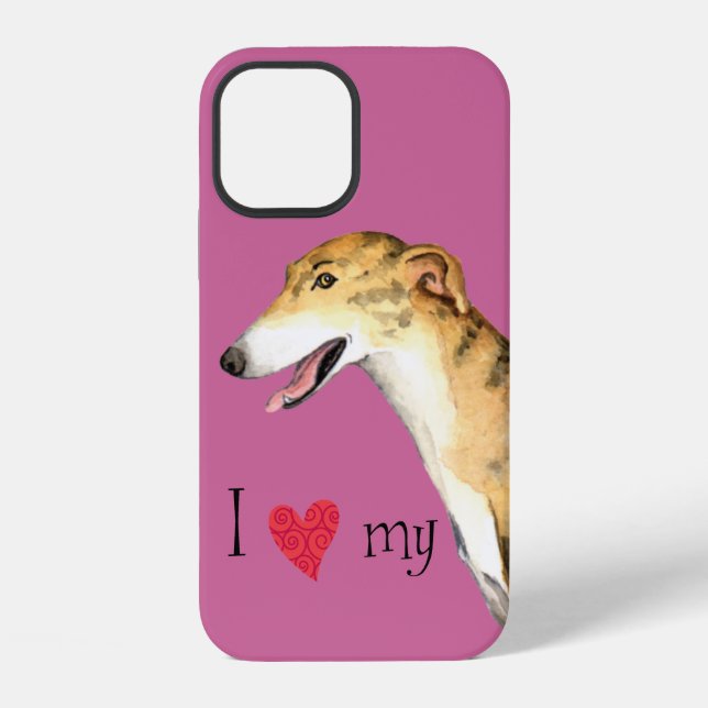 Coque iPhone J'aime mon Greyhound (Verso)