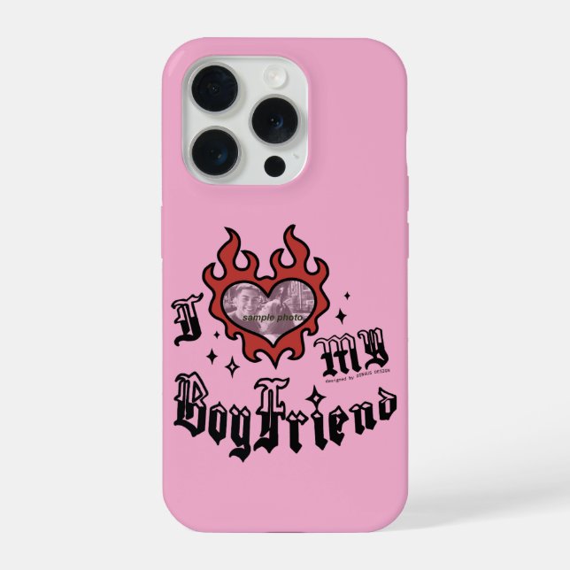 Coque iPhone J'aime mon petit ami - Rouge - DingusDesign  (Verso)