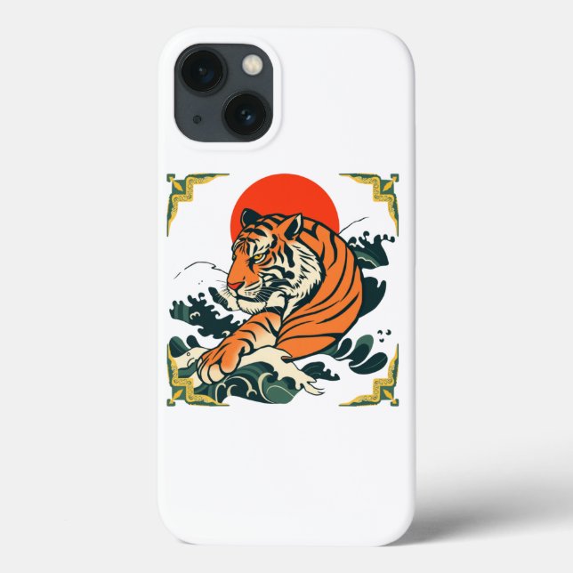 Coque iphone japonais de tigre | Ukiyo-e Samurai A (Verso)