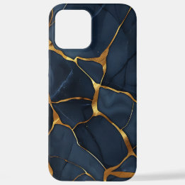 Coque iPhone 12 Pro Max Japonais Kintsugi bleu foncé