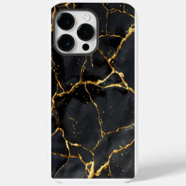 Coque Pour Pour iPhone 14 Pro Max Japonais Kintsugi Noir & Or