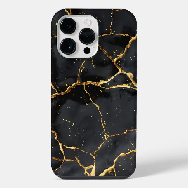 Coque iPhone Japonais Kintsugi Noir & Or (Verso)