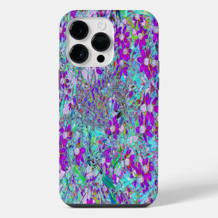 Coque Pour Pour iPhone 14 Pro Max Jardin aquatique avec fleurs bleu violet et rose c