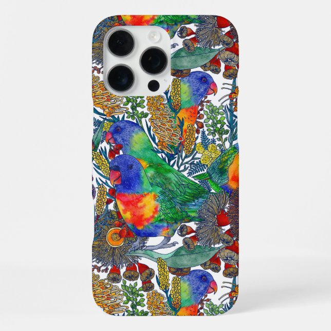 Coque iPhone Jardin botanique Rainbow Lorikeet (Verso)