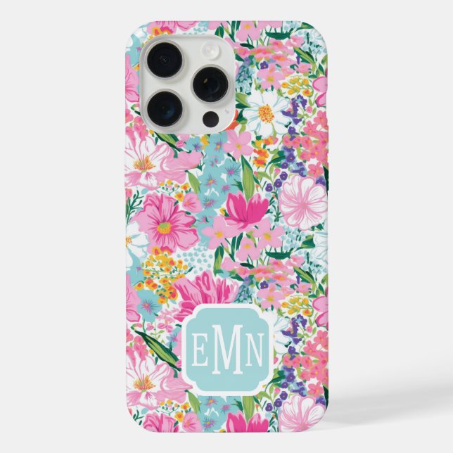 Coque iPhone Jardin Coloré Monogrammé (Verso)
