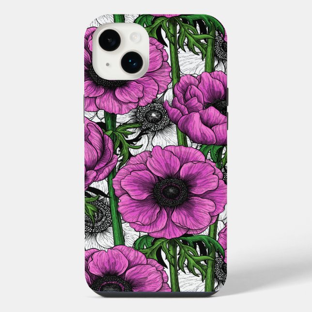 Coque iPhone Jardin d'anémone rose (Verso)