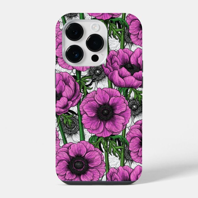 Coque iPhone Jardin d'anémones roses (Verso)