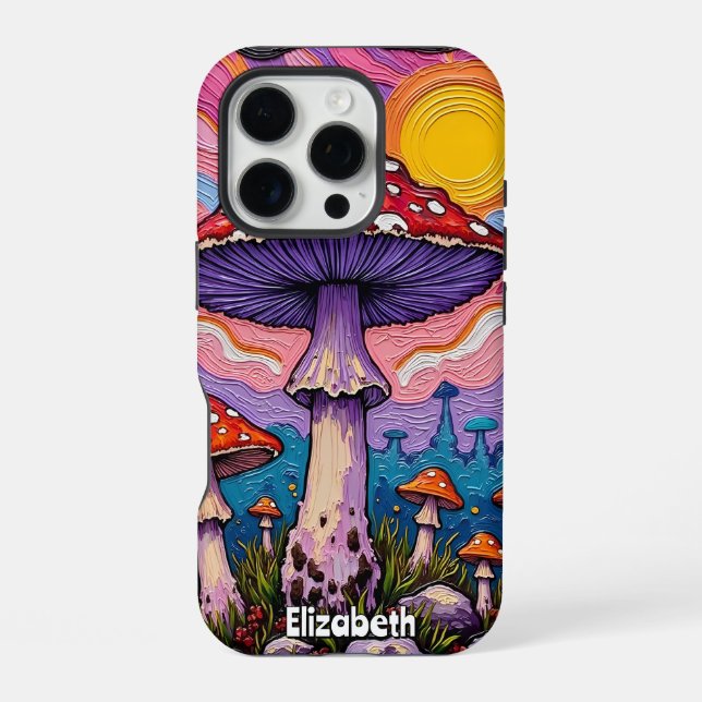 Coque iPhone Jardin de champignons psychédéliques (Verso)