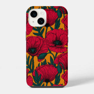 Coque Pour iPhone 14 Jardin de coquelicots rouges