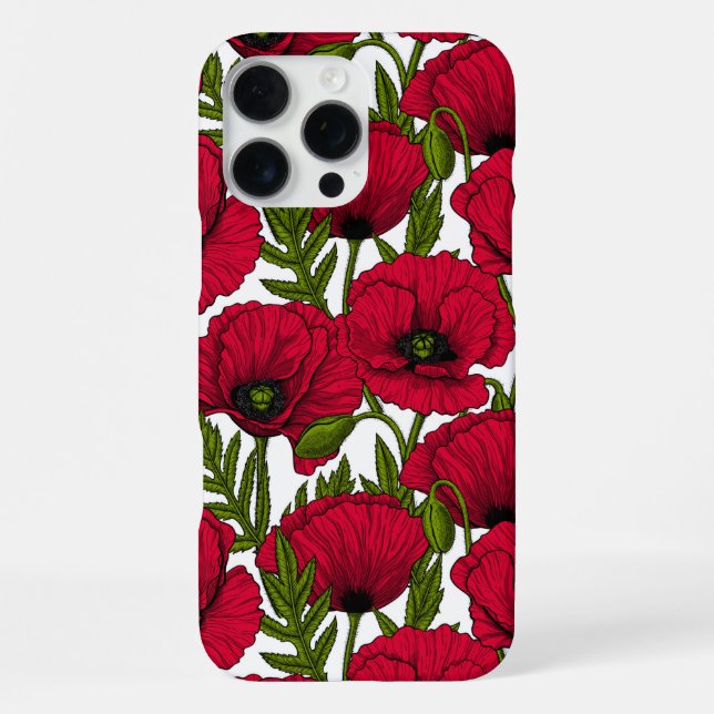 Coque iPhone jardin de coquelicots rouges 2 (Verso)