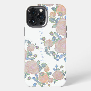 Etui iPhone 13 Pro Max Jardin de fées motif élégant de fleur de rose clas