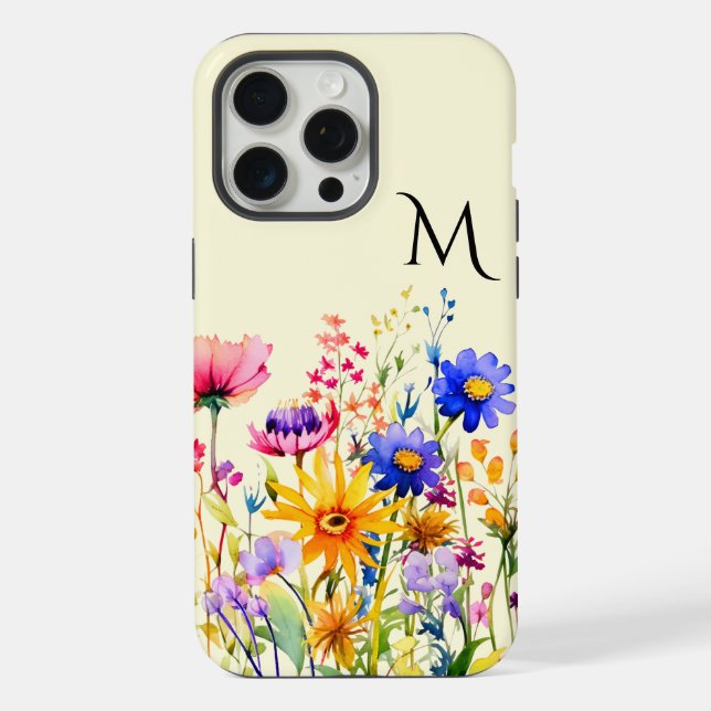 Coque iPhone Jardin de Fleurs Sauvages Jolies Monogrammé  (Verso)