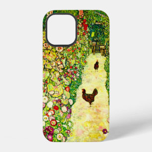 Coque iPhone 12 Jardin de Gustav Klimt avec des poules