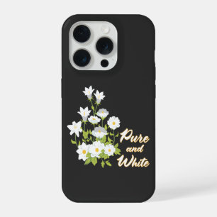 Coque iPhone 15 Pro Jardin de Lune Art Floral Pur et Blanc