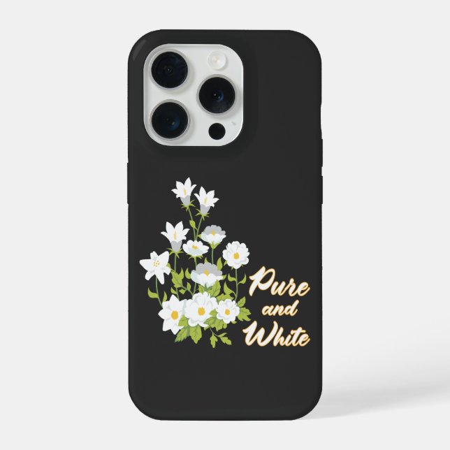 Coque iPhone Jardin de Lune Art Floral Pur et Blanc (Verso)