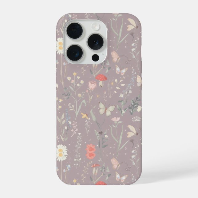 Coque iPhone Jardin Enchanté Papillon Fleur Sauvage Fantaisiste (Verso)