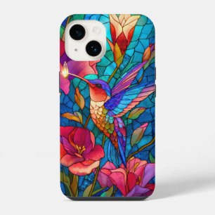Coque Pour iPhone 14 Jardin Floral esthétique en verre de colibri