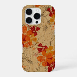 Coque iPhone 16 Pro Jardin Hawaïen de Minuit Bois Faux Rouge