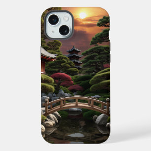 Coque iPhone 15 Plus Jardin japonais de la série Sunset