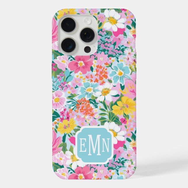 Coque iPhone Jardin Moderne Coloré Monogrammé (Verso)