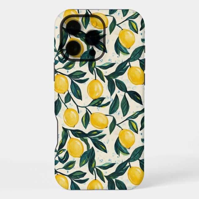 Coque iPhone Jaune Clair Motif Citron (Verso)