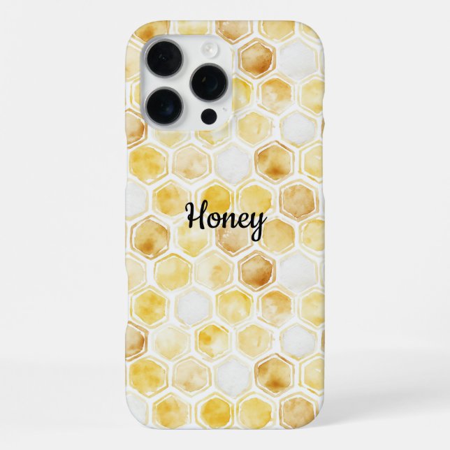 Coque iPhone Jaune doré en nid d'abeille (Verso)