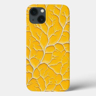 Coque iPhone jaune doré motif veineux gras