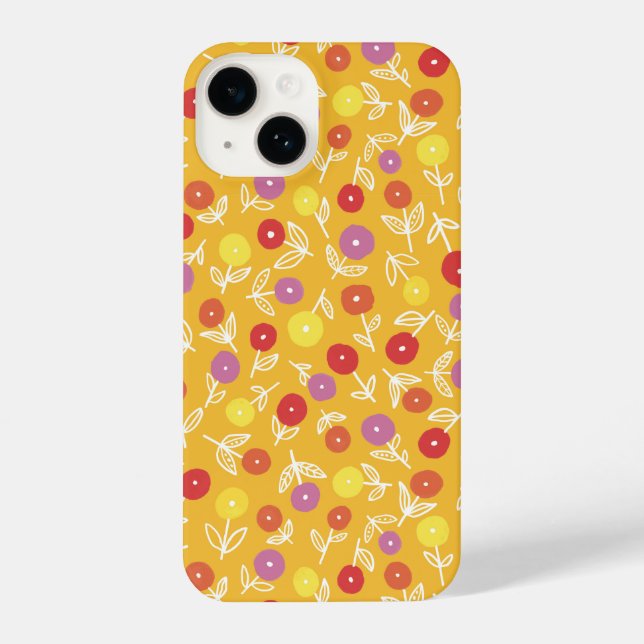 Coque iPhone Jaune Floral Ditsy (Verso)