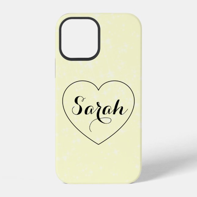 Coque iPhone Jaune tendance cool, Cœur (Verso)