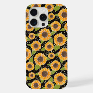 Coque iPhone 15 Pro Max Jaune Tournesol Noir Motif Amusant