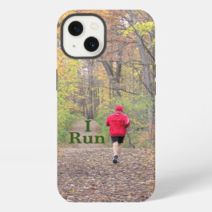 ETUI iPhone 13 "JE COURS" COUREUR PORTANT UNE VESTE ROUGE COURANT