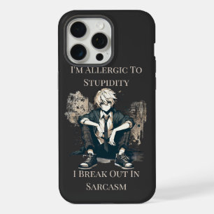 Coque iPhone 15 Pro Max Je suis allergique à la stupidité, j'éclate de sar