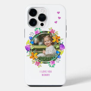 Coque Pour Pour iPhone 14 Pro Max JE T'AIME MAMAN Photo Floral Moderne Coloré