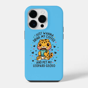 Coque Pour iPhone 14 Plus Je veux juste boire du café et caresser mon gecko 