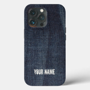 Etui iPhone 13 Pro Jean bleu texture de tissu en denim vintage