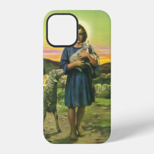 Coque iPhone 12 Jésus-Christ berger vintage avec agneau bébé