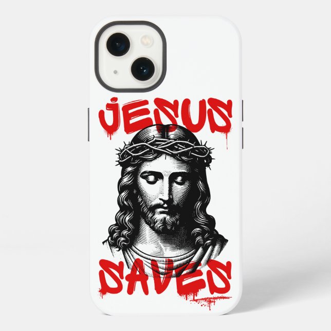 Coque iPhone Jésus sauve style graffiti (Verso)