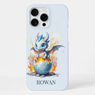 Coque iPhone 16 Pro Max Jeune dragon bleu de givre personnalisé