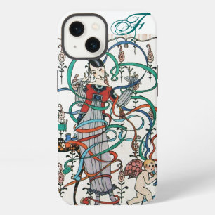 Etui iPhone 13 JEUNE FILLE, RUBAN COLORÉ TOURBILLONNE, Monogramme