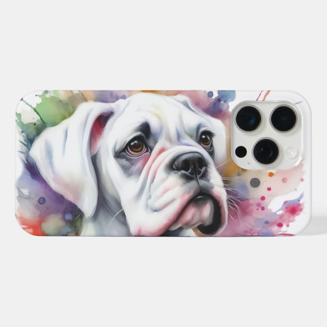 Coque iPhone Joie de chien de boxer tachée d'encre (Verso Horizontal)