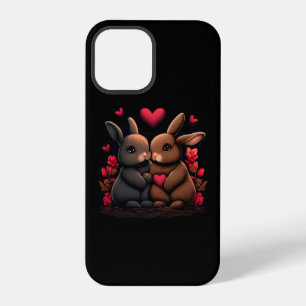 Coque iPhone 12 Pro Joie de lapin de la Saint-Valentin, cœurs d'amour