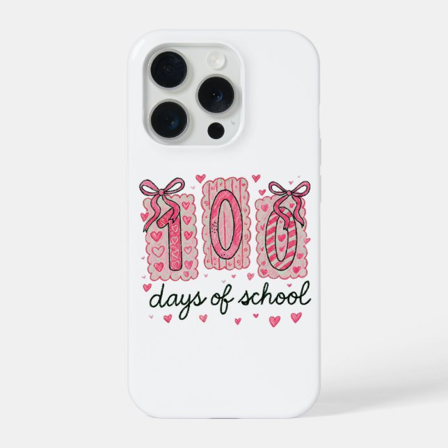 Coque iPhone Joli 100 jours d'école cœurs roses classe (Verso)