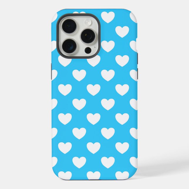 Coque iPhone Joli bleu clair - Jolies cœurs à pois élégants (Verso)