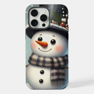Coque iPhone 15 Pro Max Joli bonhomme de neige fantaisiste de Noël/hiver