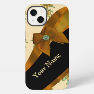 Etui iPhone 13 Joli brun vintage fleuri motif