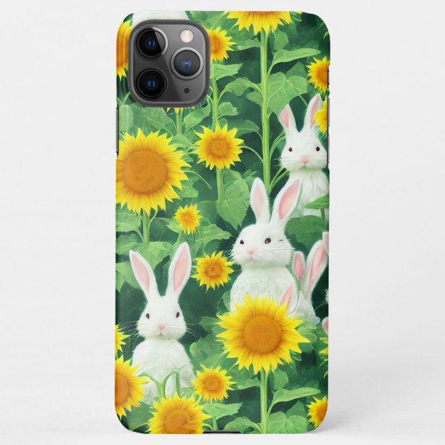Coque iPhone Joli Bunny Enchanted Jardin de tournesol Dessin (Dos)